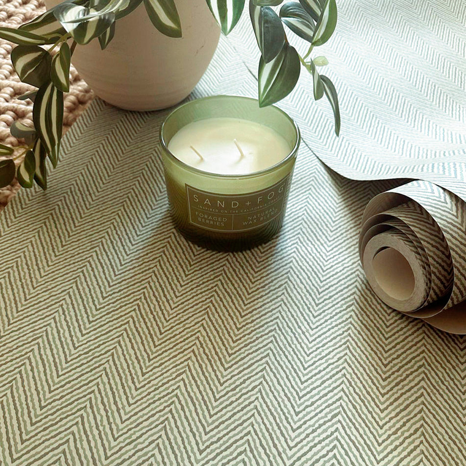 Herringbone Sage Wallpaper by Belgravia Décor