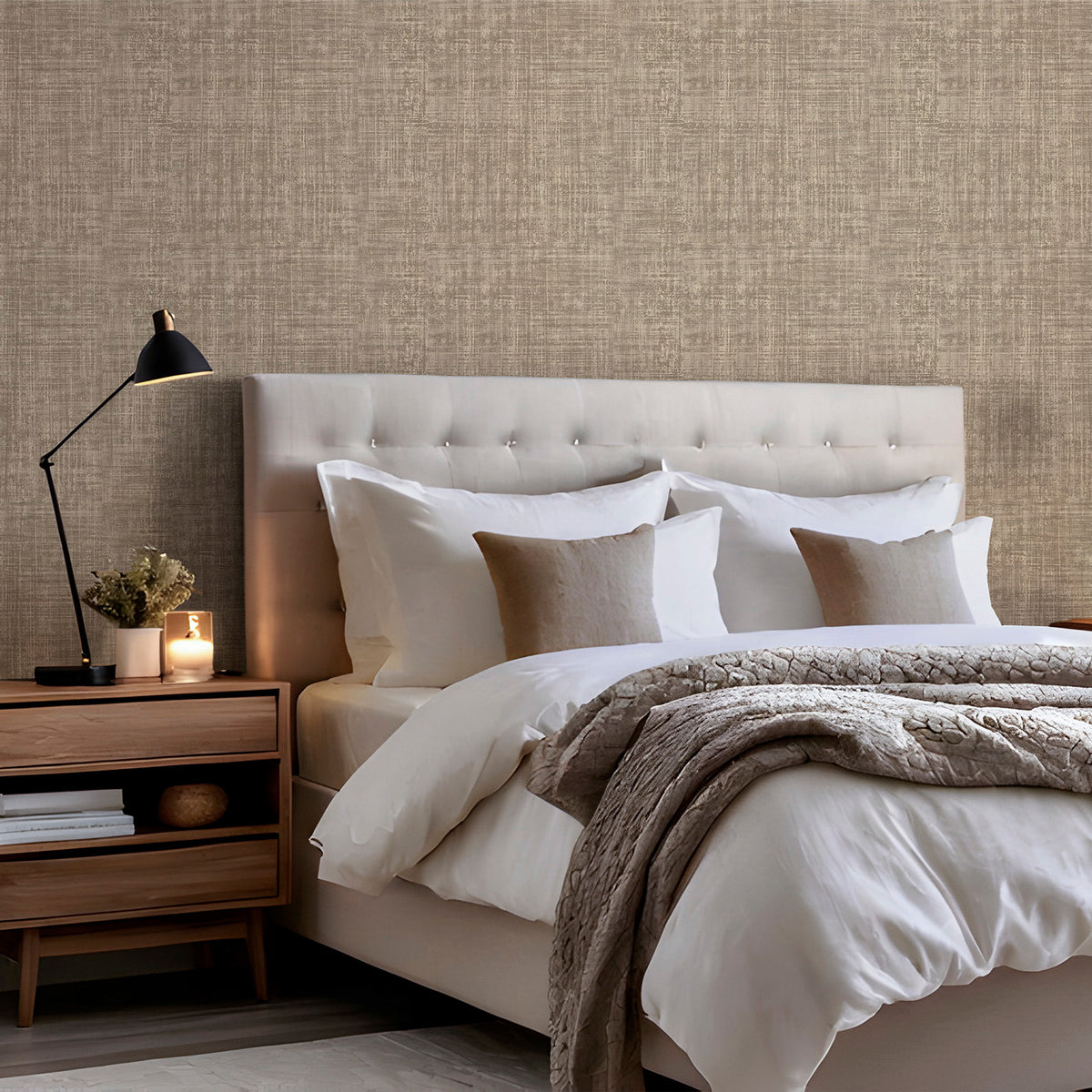 Rowen Mocha Heavyweight Vinyl Wallpaper by Belgravia Décor