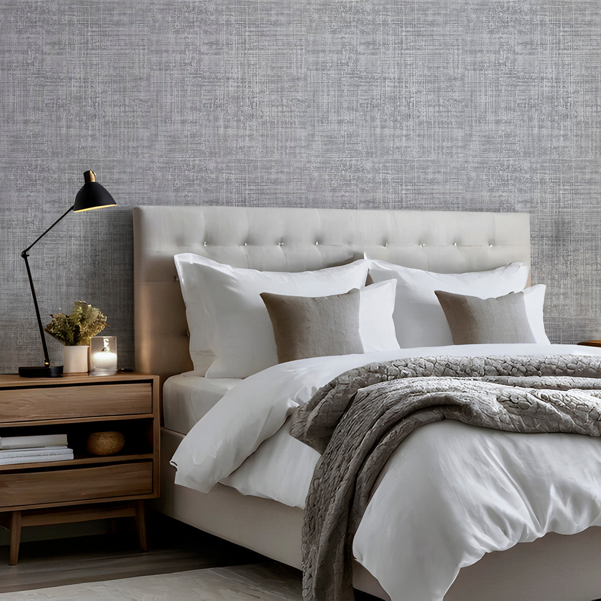 Rowen Grey Heavyweight Vinyl Wallpaper by Belgravia Décor