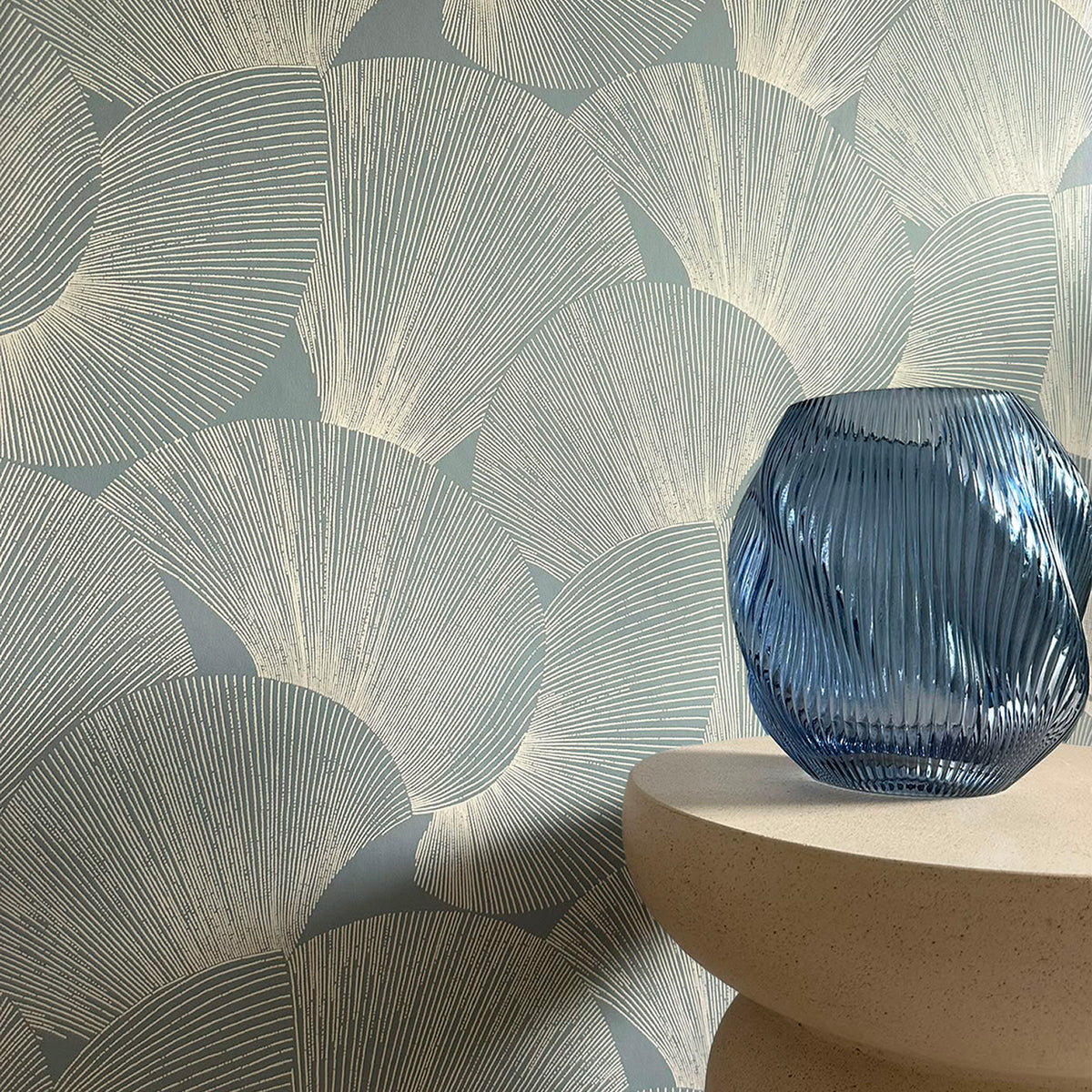 Sirena Shall Blue Wallpaper by Belgravia Décor