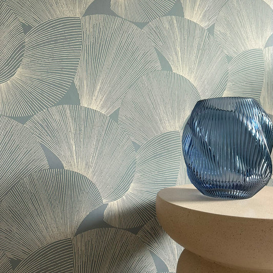 Sirena Shall Blue Wallpaper by Belgravia Décor
