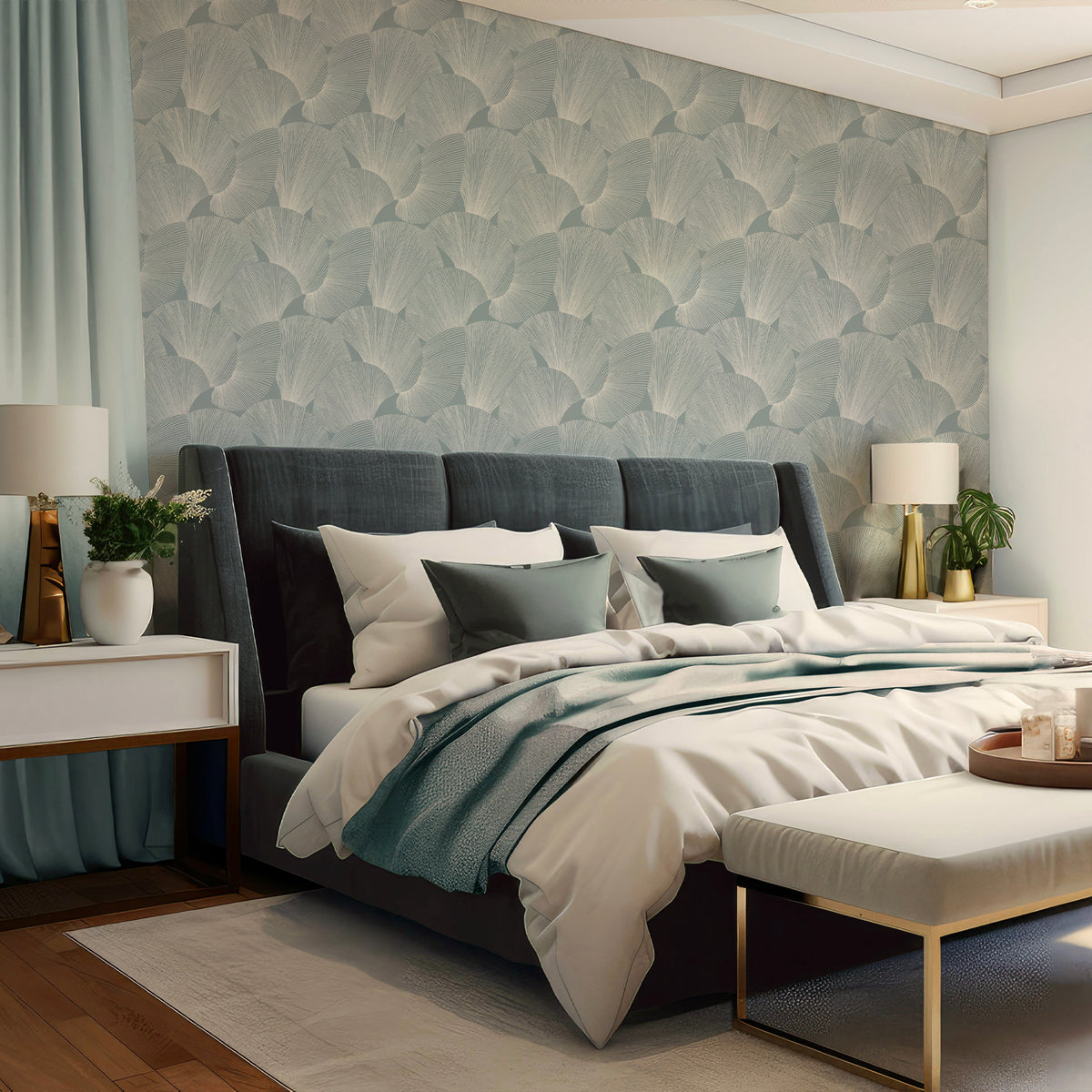Sirena Shall Blue Wallpaper by Belgravia Décor