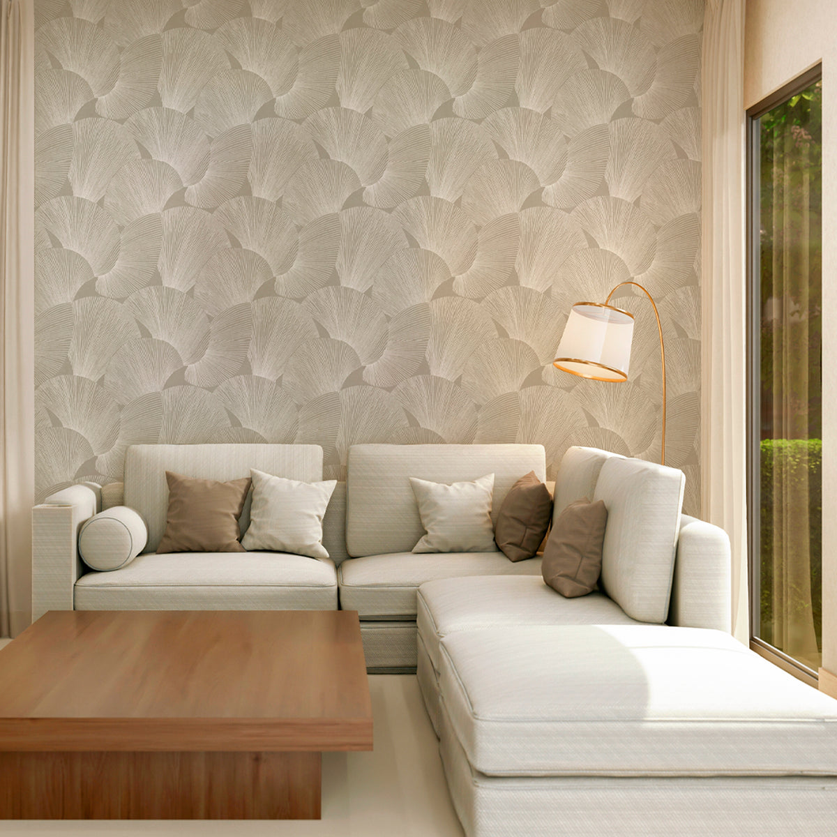 Sirena Shall Beige Wallpaper by Belgravia Décor
