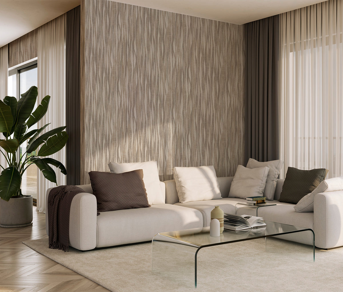 Fabiano Beige Heavyweight Wallpaper Collection by Belgravia Décor