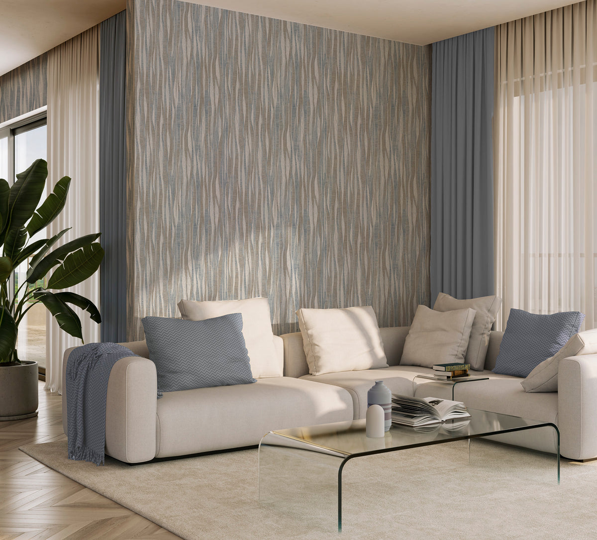 Fabiano Blue Heavyweight Wallpaper Collection by Belgravia Décor