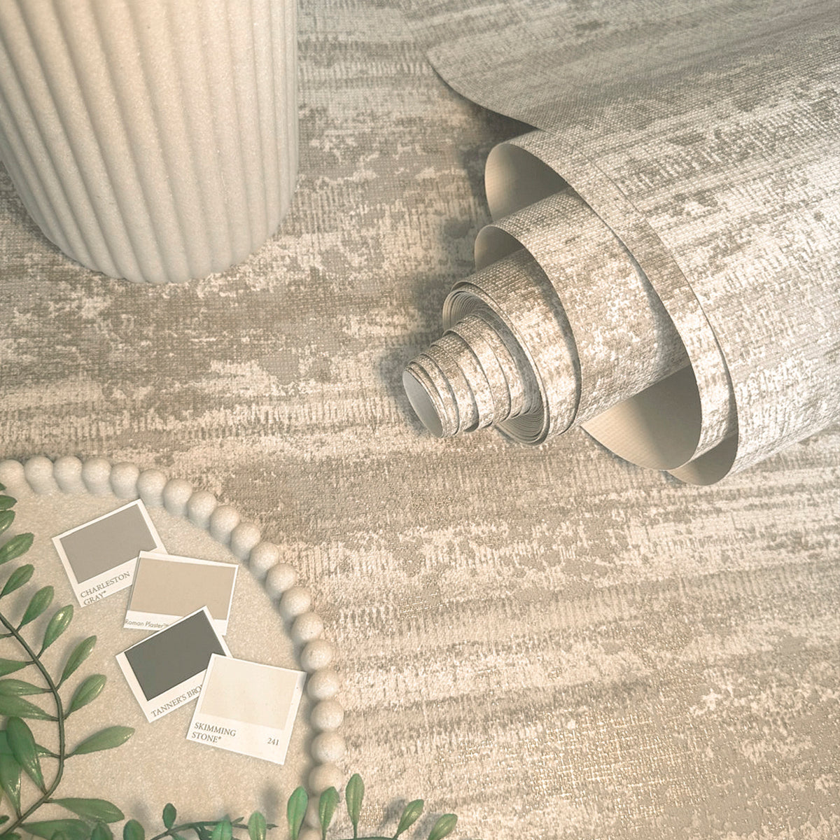 Caspian Beige Heavyweight Vinyl Wallpaper by Belgravia Décor