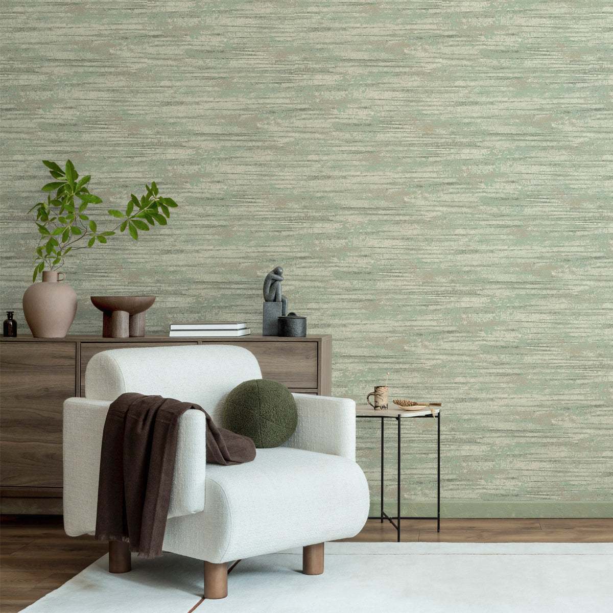 Caspian Sage Heavyweight Vinyl Wallpaper by Belgravia Décor