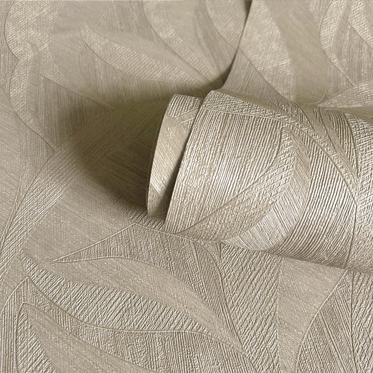 Langdale Leaf Beige Textured Wallpaper by Belgravia Décor
