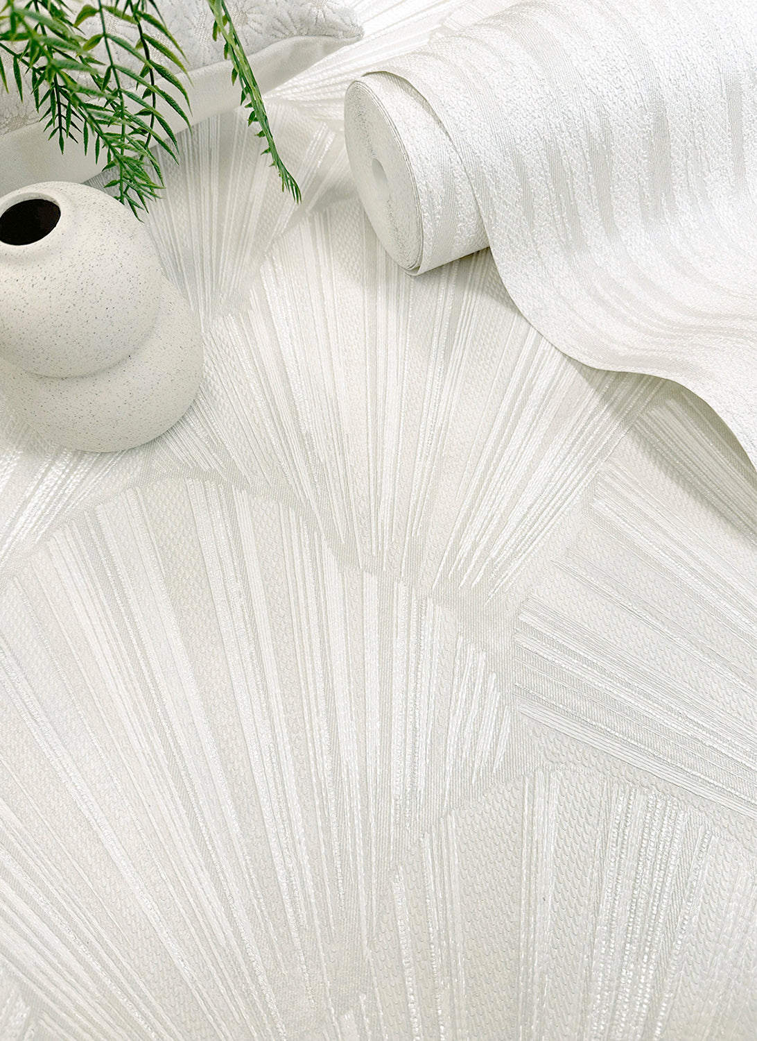 Allegra White Feature Italian Heavyweight Wallpaper by Belgravia Décor