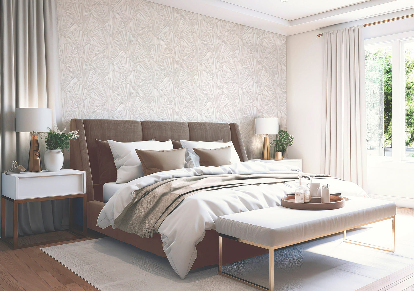 Allegra White Feature Italian Heavyweight Wallpaper by Belgravia Décor