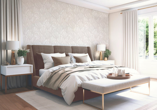 Allegra White Feature Italian Heavyweight Wallpaper by Belgravia Décor