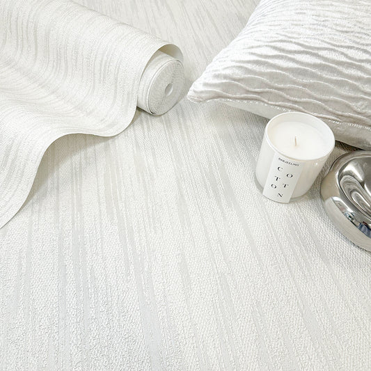 Allegra White Italian Heavyweight Wallpaper by Belgravia Décor