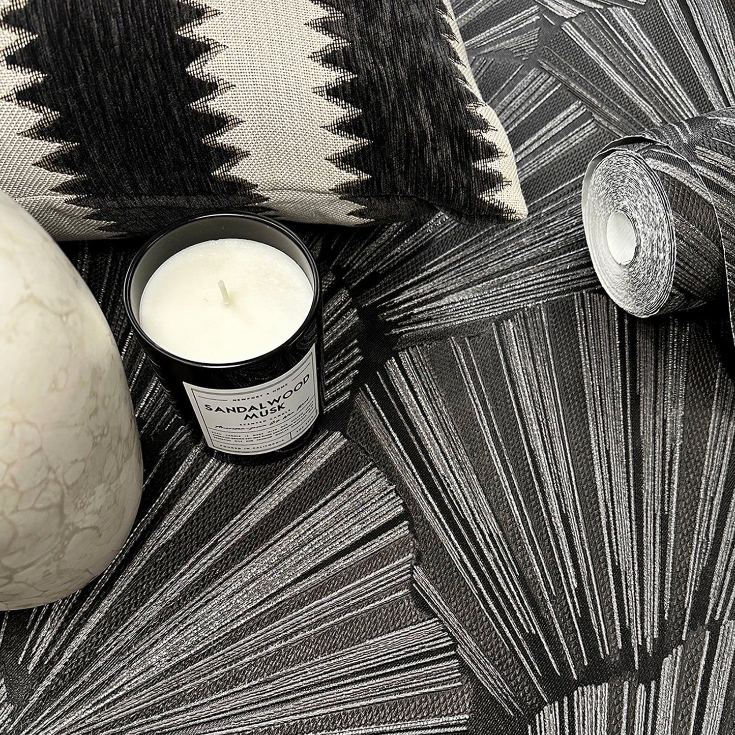 Allegra Black Feature Italian Heavyweight Wallpaper by Belgravia Décor