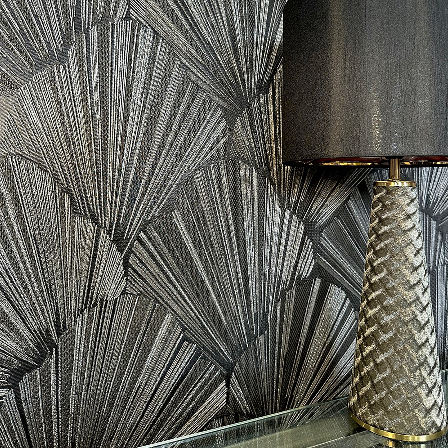 Allegra Black Feature Italian Heavyweight Wallpaper by Belgravia Décor