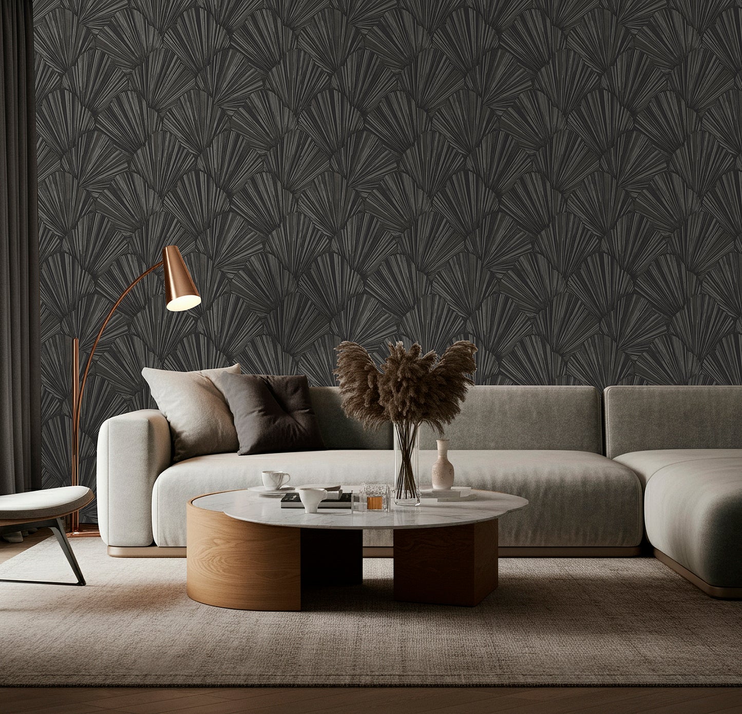 Allegra Black Feature Italian Heavyweight Wallpaper by Belgravia Décor
