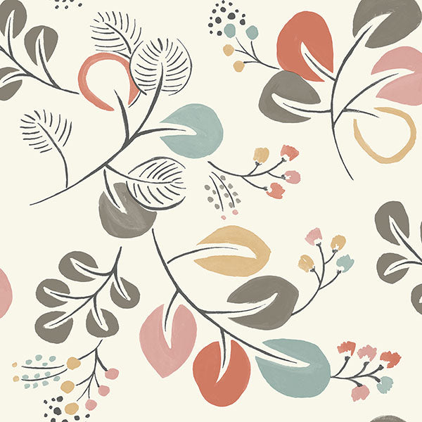 Jonah Red/Pink Leaf Trail Wallpaper by A Street Prints