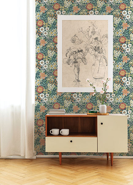 Karina Green Wildflower Garden Wallpaper by A Street Prints