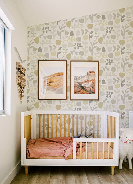 Juni Natural Abstract Tulips Wallpaper by A Street Prints