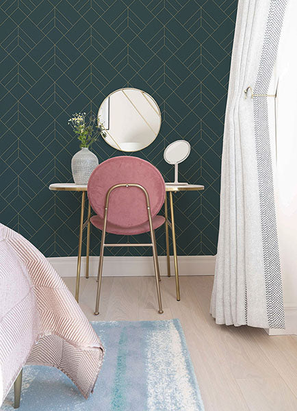 Sander Slate Green Geometric Wallpaper by A Street Prints