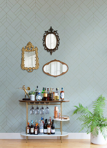 Sander Light Blue Geometric Wallpaper by A Street Prints