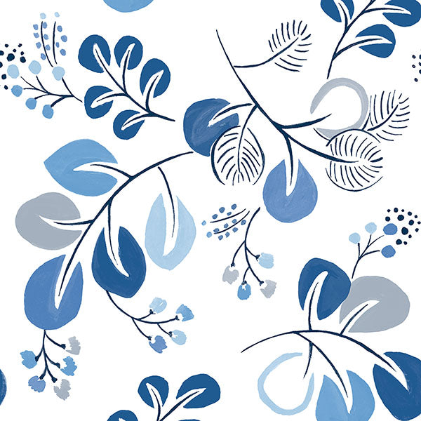 Jonah Blue Leaf Trail Wallpaper by A Street Prints