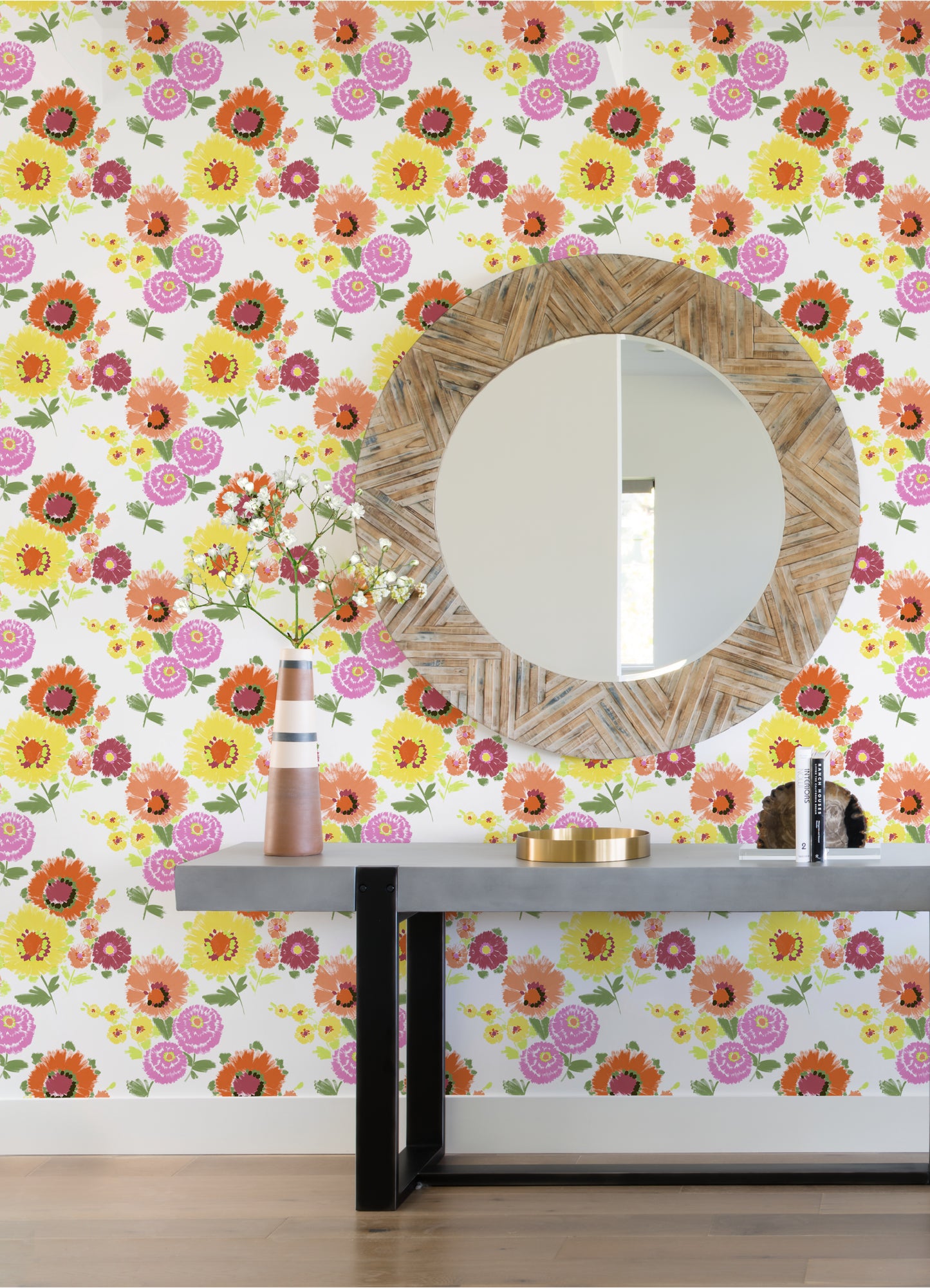 Essie Yellow Painterly Floral Wallpaper by A Street Prints
