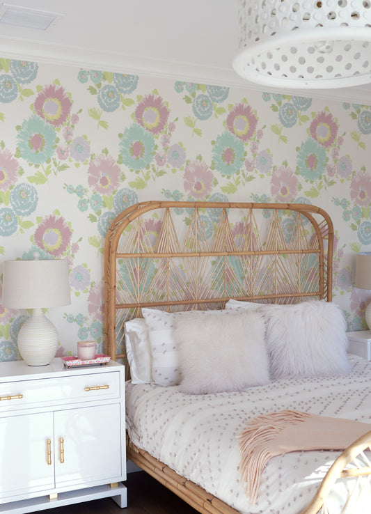 Essie Pink/Blue Painterly Floral Wallpaper by A Street Prints