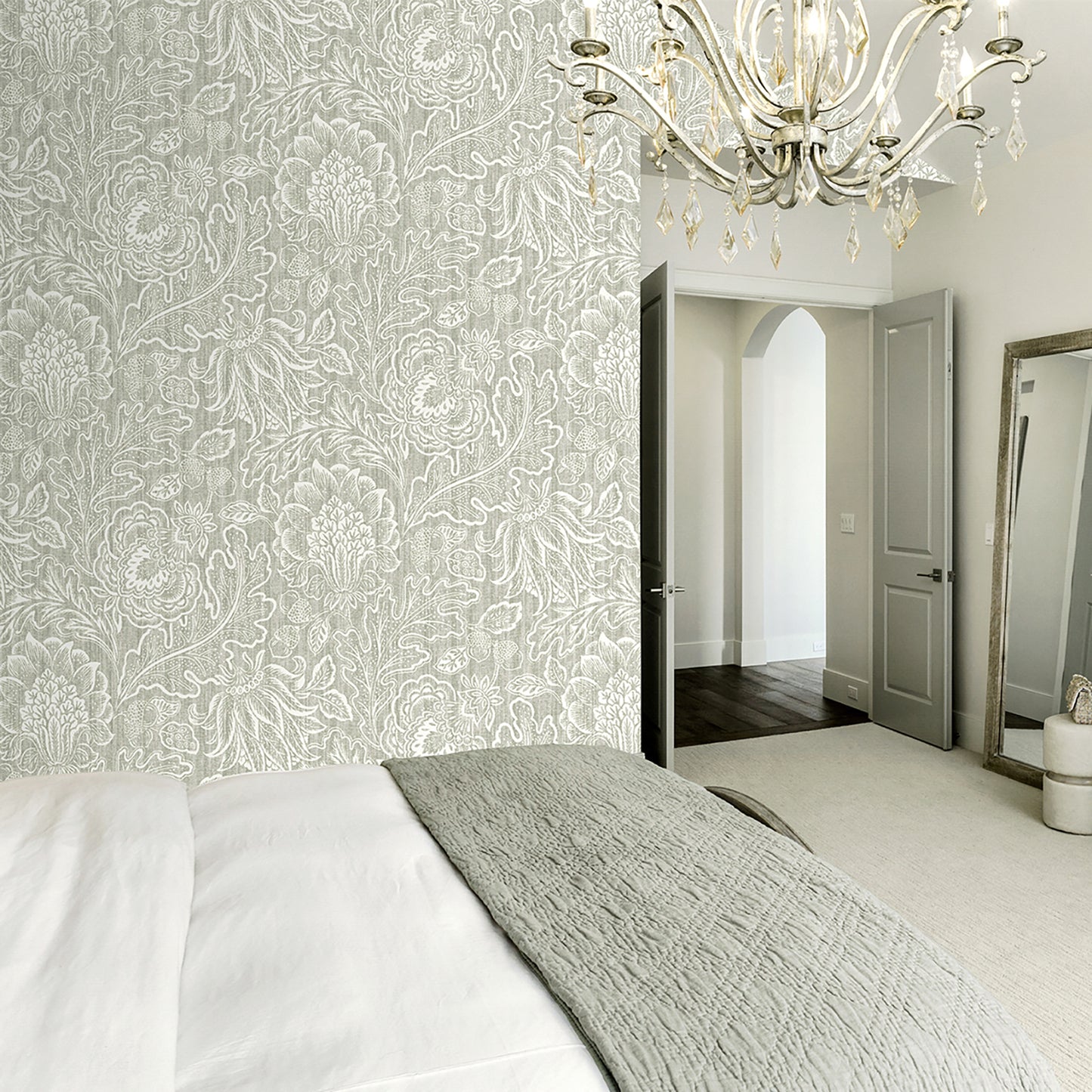 Giovanna Trail Grey Luxury heavyweight vinyl wallpaper By Belgravia Decor