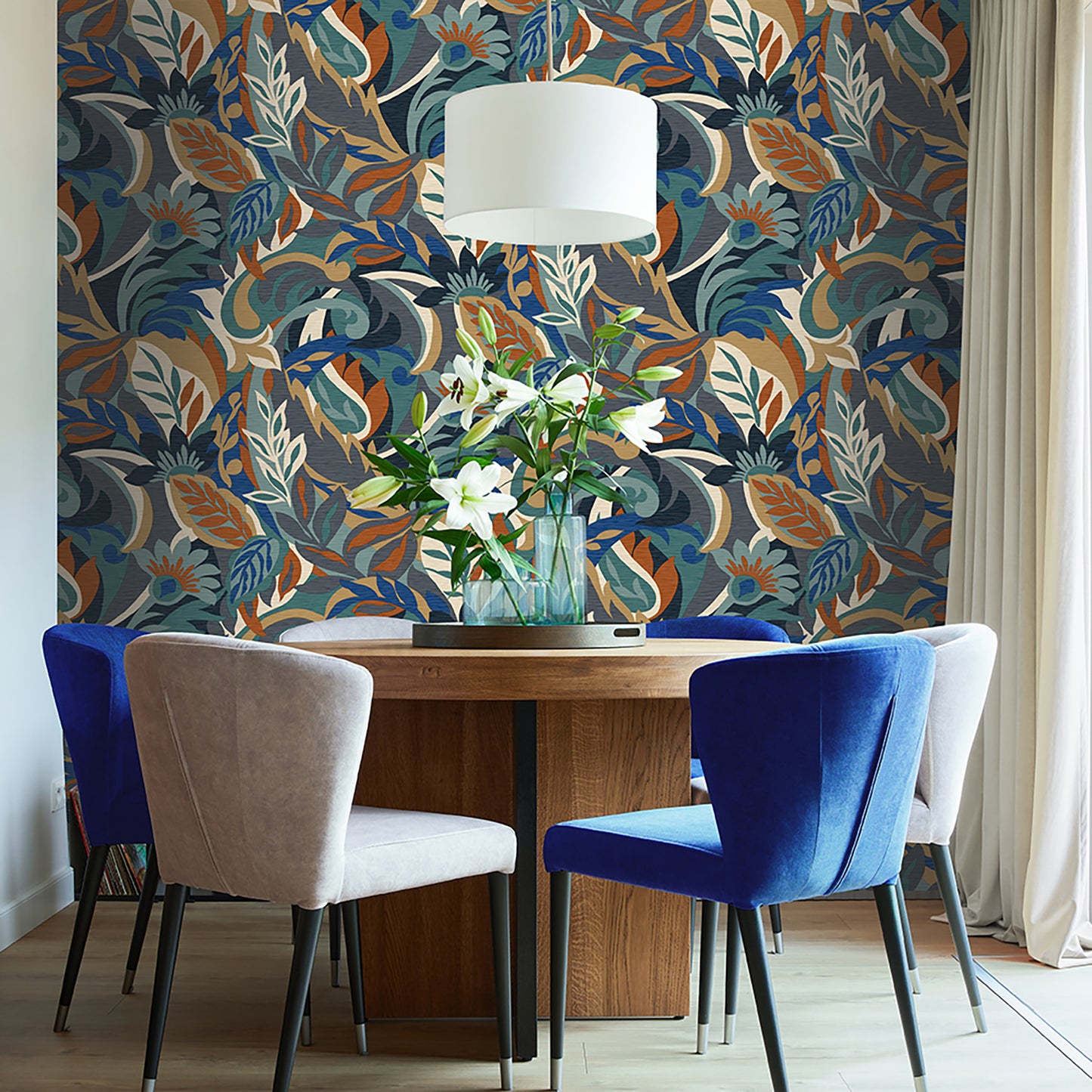 Casa Geometric Blue Wallpaper by Belgravia Decor