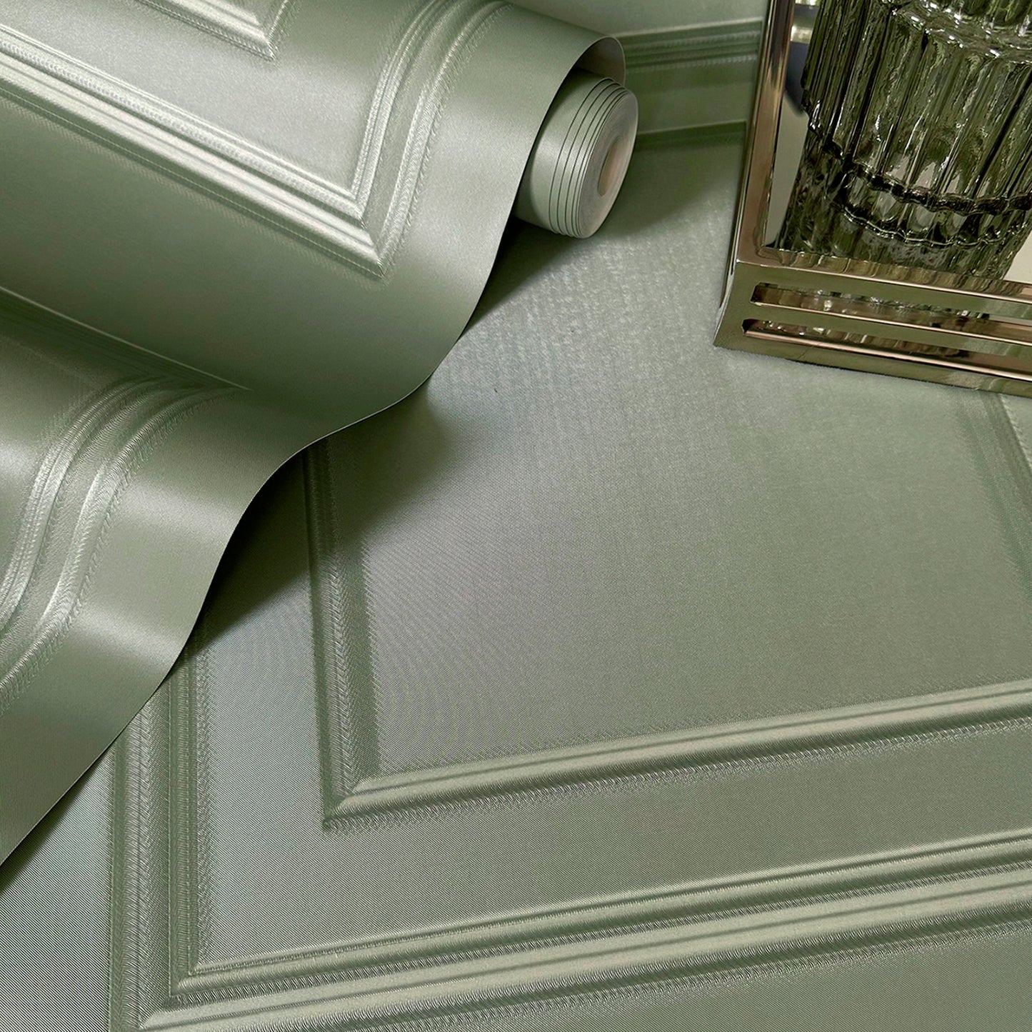 Amara Panel Sage Textured Wallpaper by Belgravia Décor