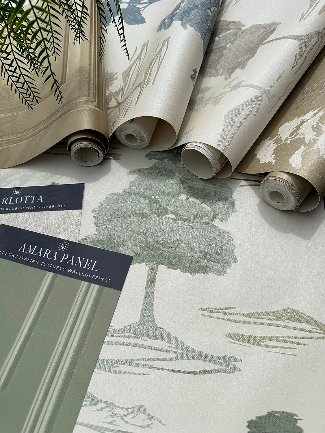 Amara Panel Sage Textured Wallpaper by Belgravia Décor