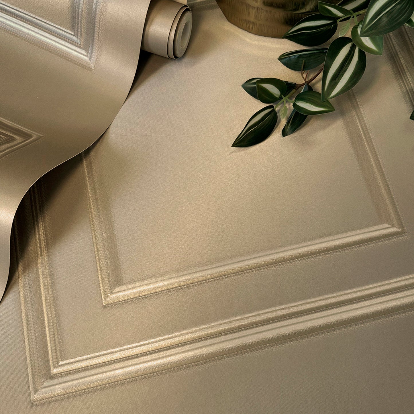 Amara Panel Champagne Textured Wallpaper by Belgravia Décor
