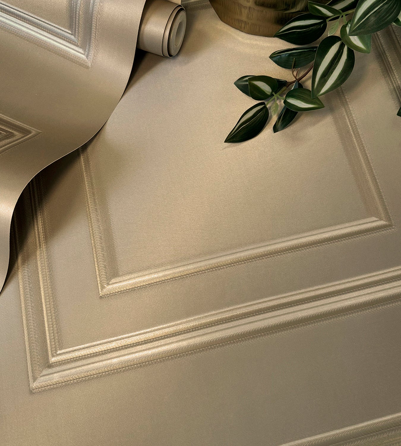 Amara Panel Champagne Textured Wallpaper by Belgravia Décor