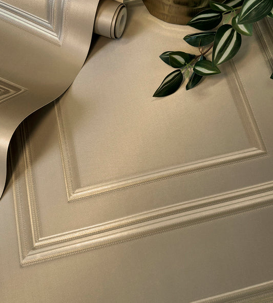 Amara Panel Champagne Textured Wallpaper by Belgravia Décor