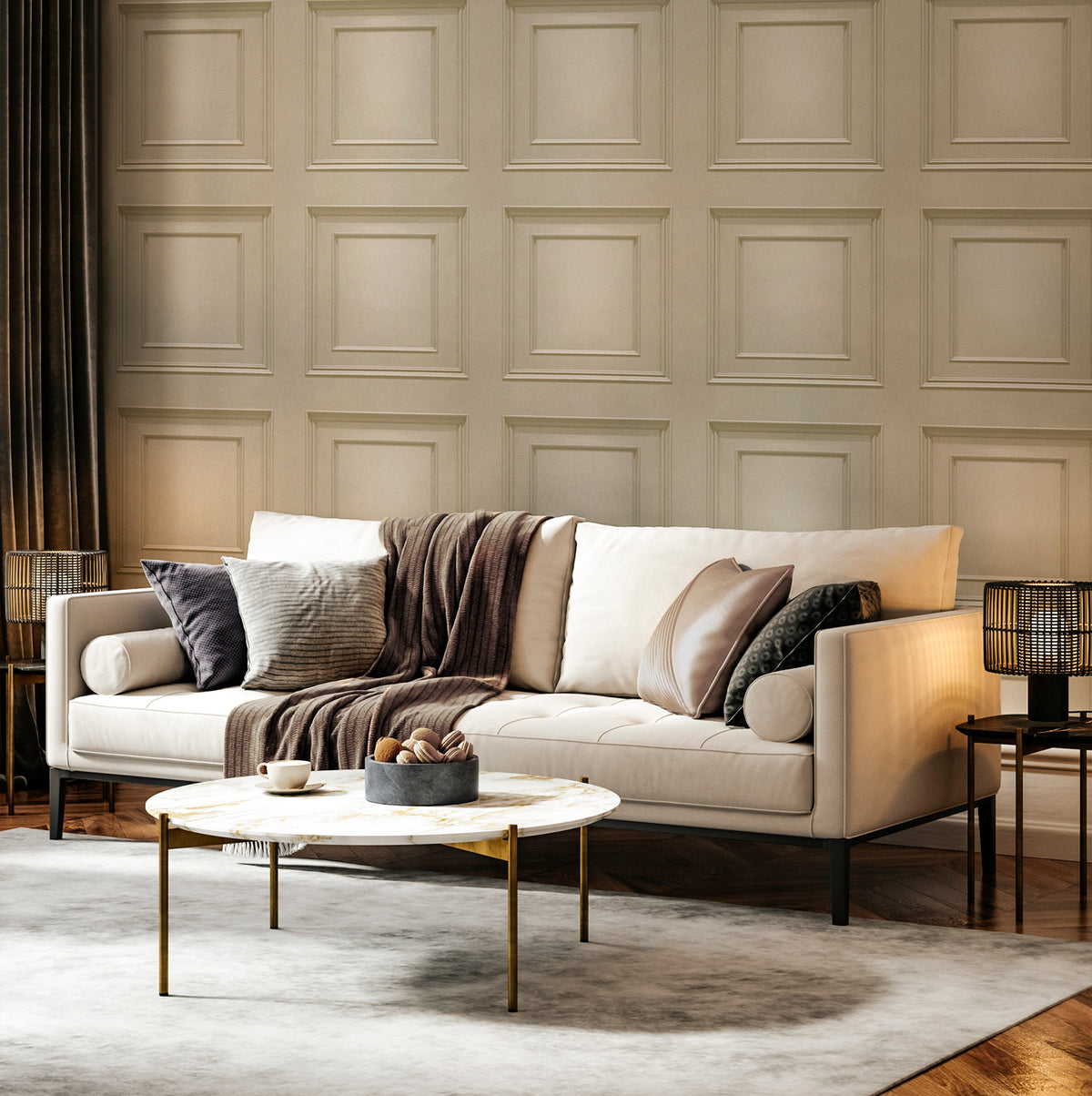 Amara Panel Mocha Textured Wallpaper by Belgravia Décor