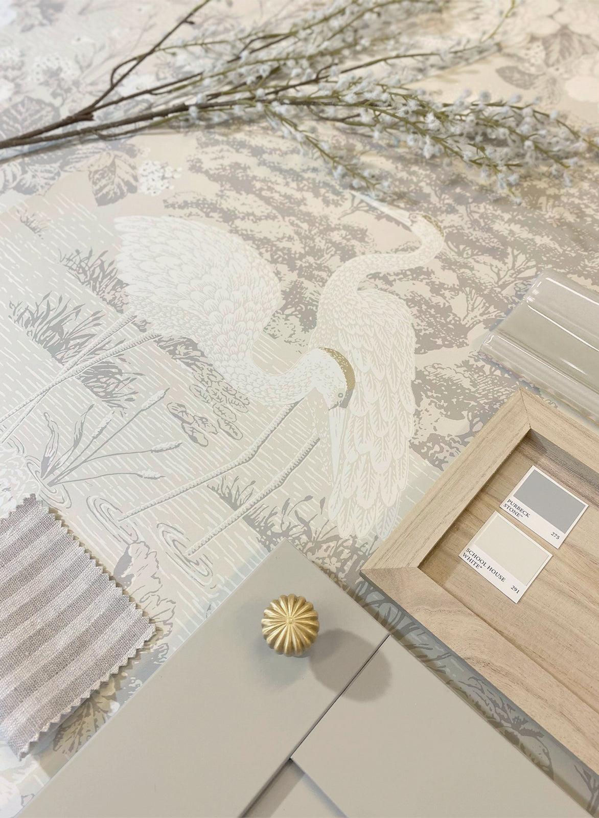 Izumi Stork Cream wallpaper collection by Belgravia Décor