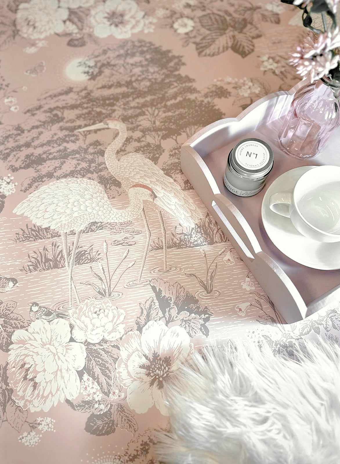 Izumi Stork Pink wallpaper collection by Belgravia Décor