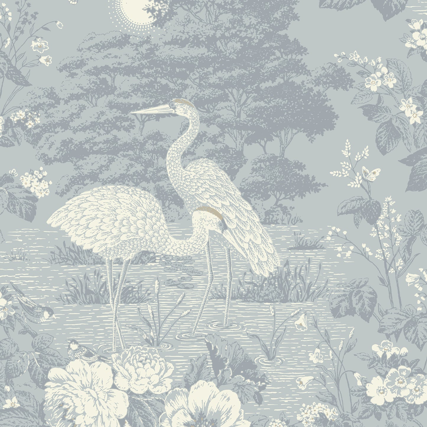 Izumi Stork Blue wallpaper collection by Belgravia Décor