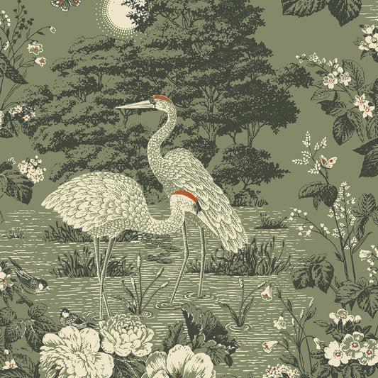 Izumi Stork Green wallpaper collection by Belgravia Décor
