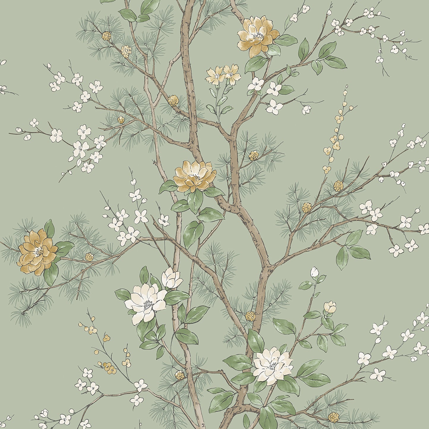 Bridget Floral Sage wallpaper by Belgravia Décor