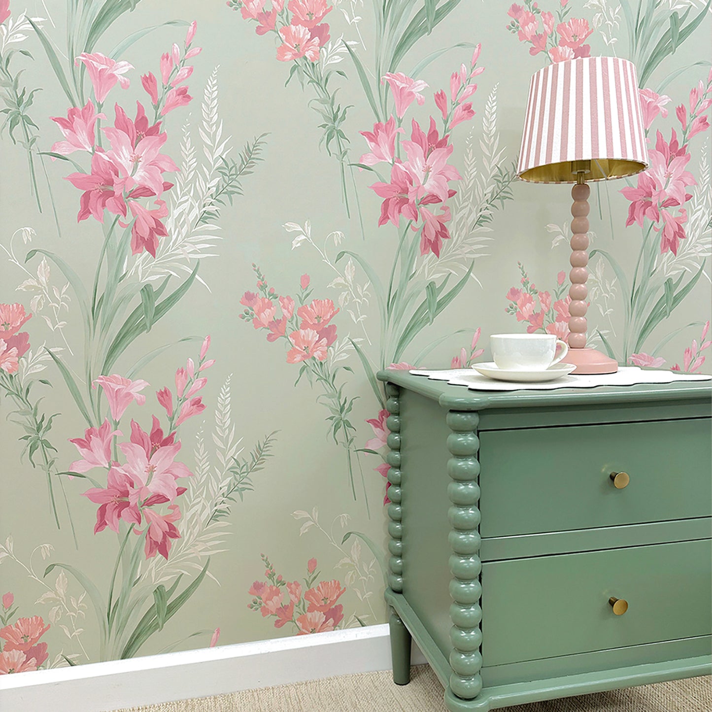Thalia Sage Wallpaper by Belgravia Décor