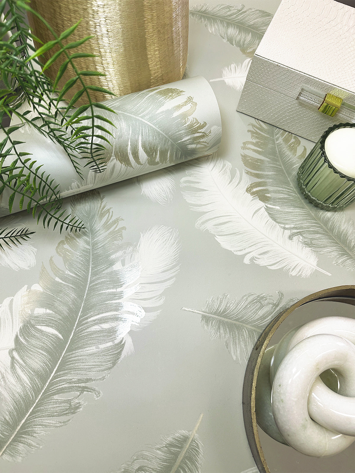 Feather Sage Wallpaper by Belgravia Décor