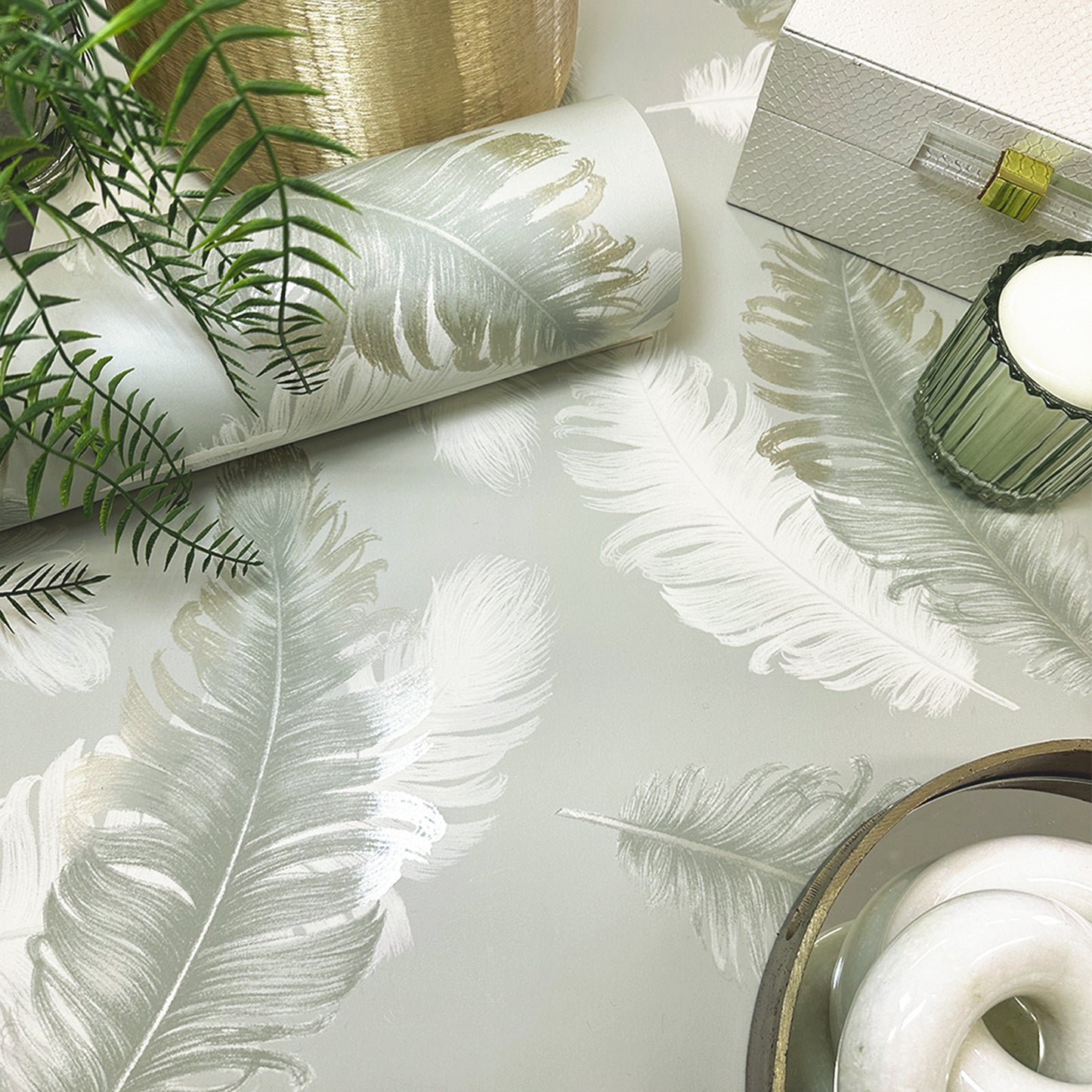 Feather Sage Wallpaper by Belgravia Décor