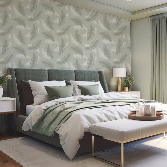 Feather Sage Wallpaper by Belgravia Décor