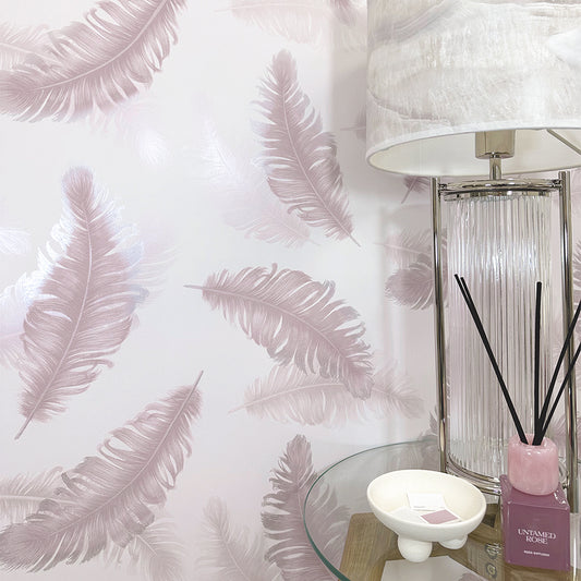 Feather Pink Wallpaper by Belgravia Décor