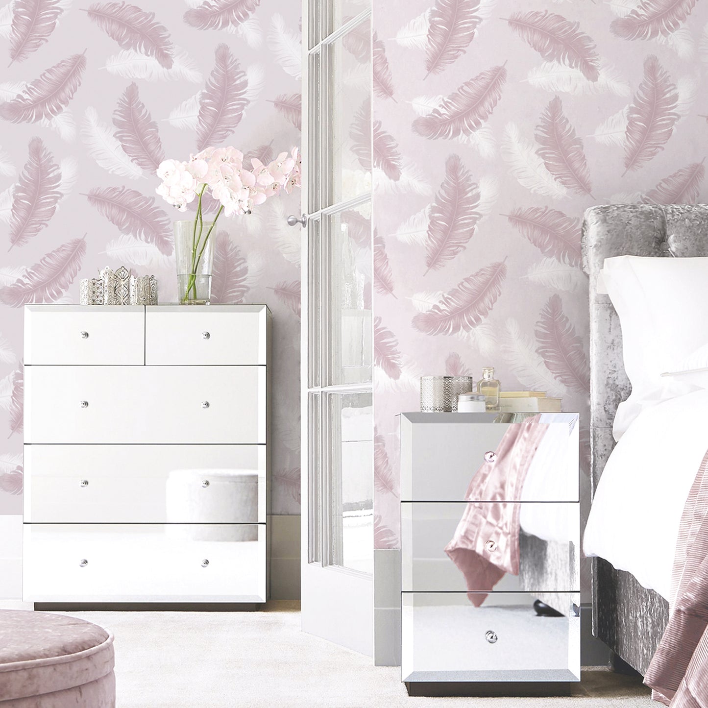 Feather Pink Wallpaper by Belgravia Décor