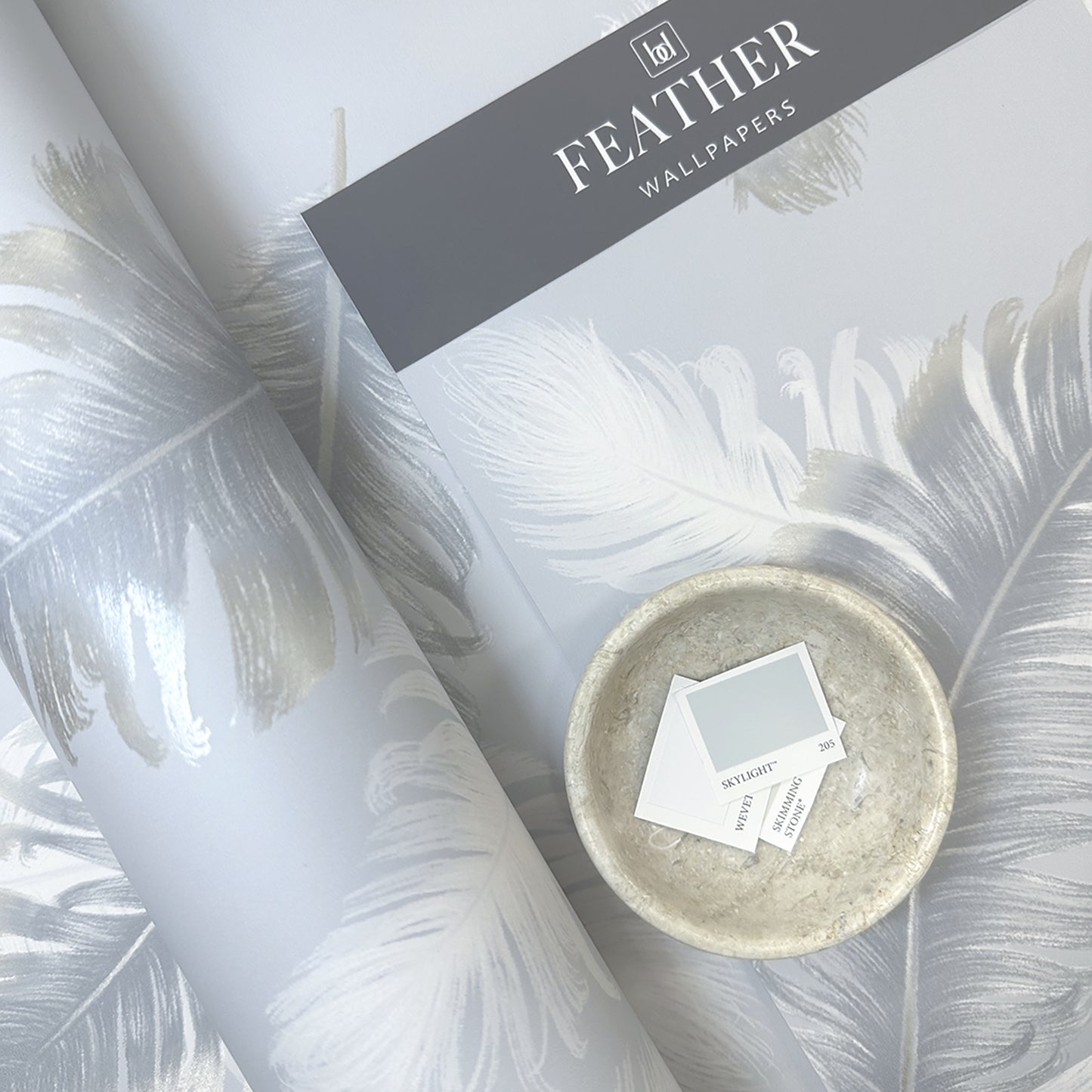 Feather Blue Wallpaper by Belgravia Décor