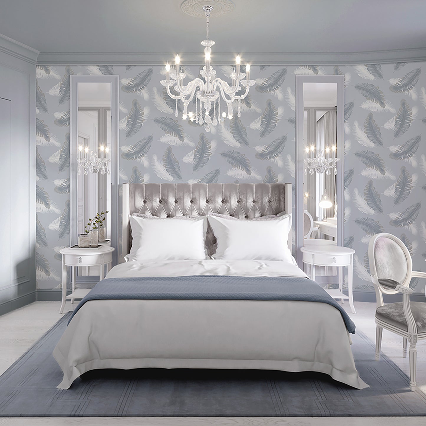 Feather Blue Wallpaper by Belgravia Décor