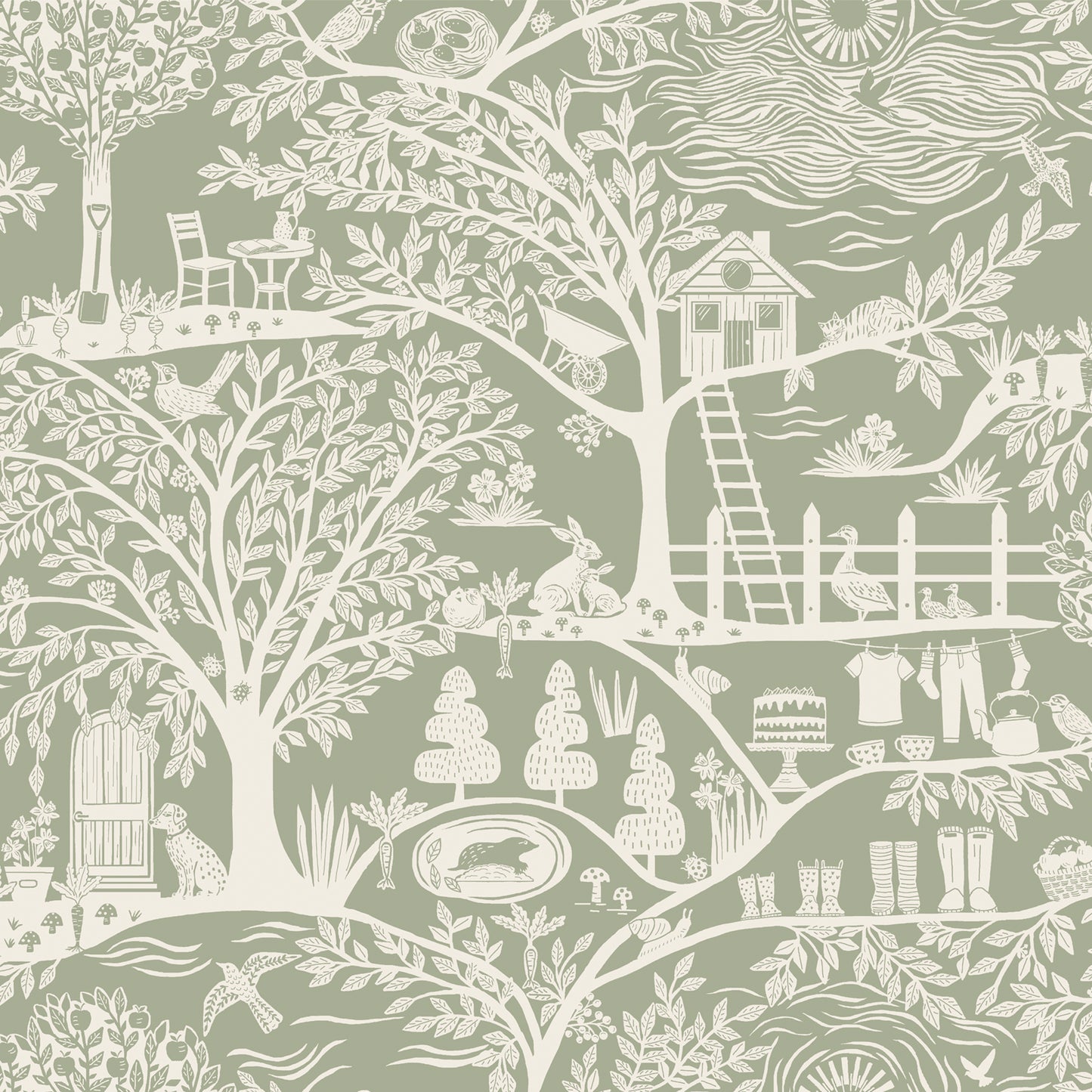 Homegrown Sage Green wallpaper by Belgravia Décor