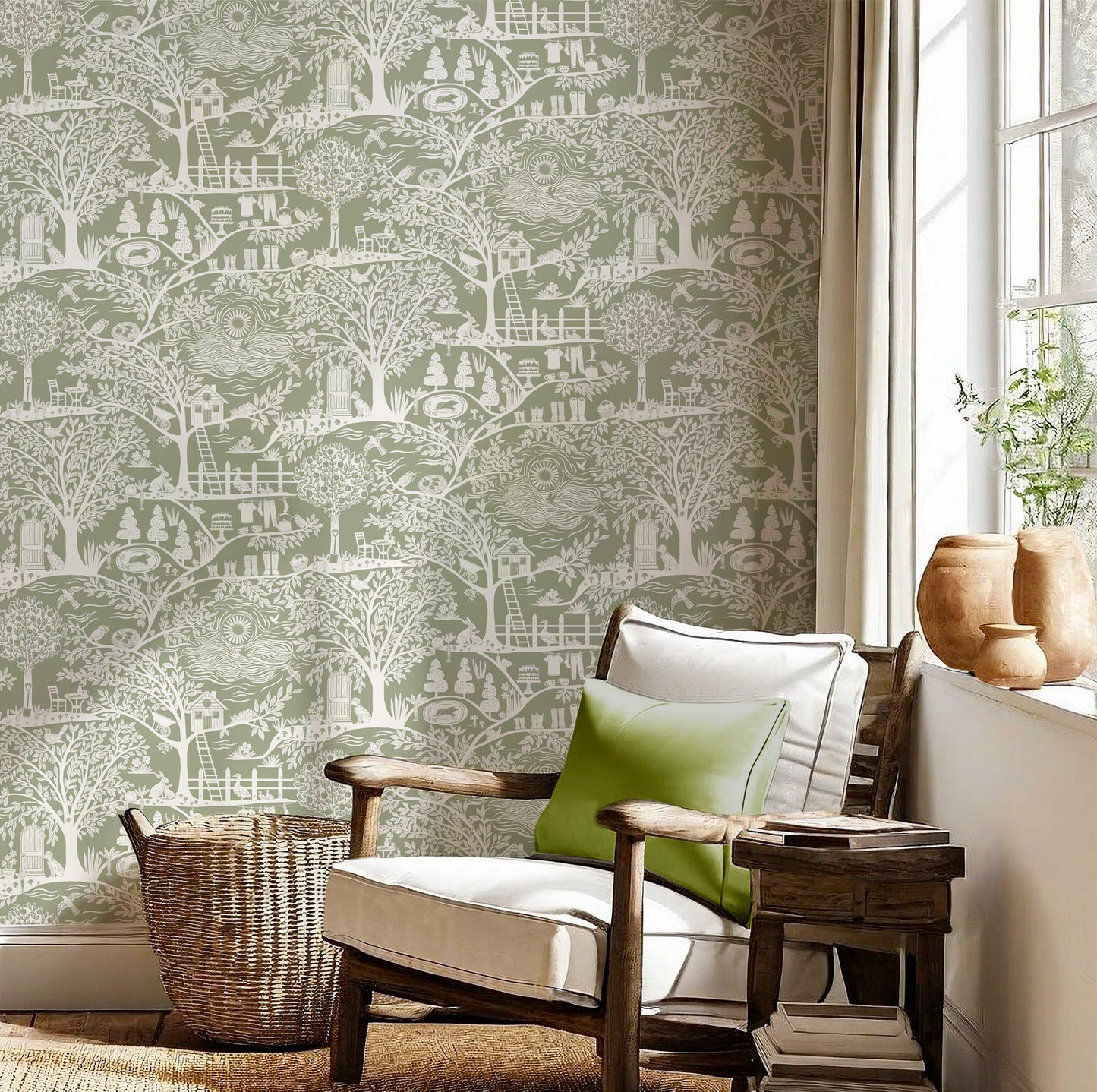Homegrown Sage Green wallpaper by Belgravia Décor